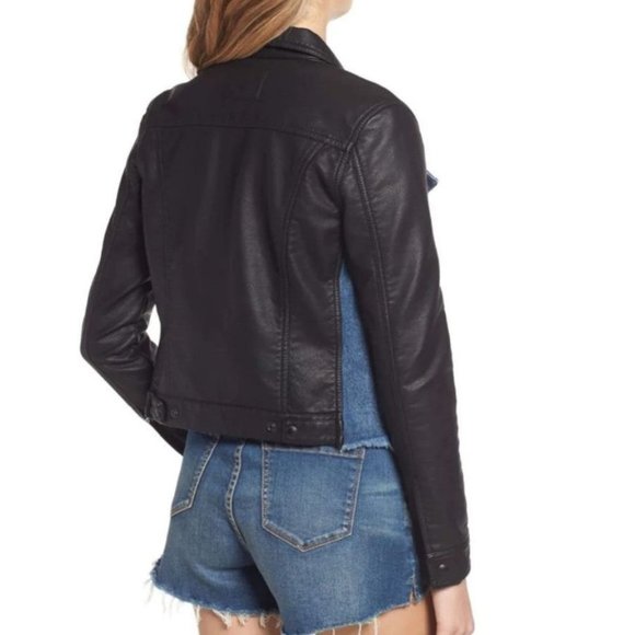 Blank NYC Arachnophobia Vegan Leather & Denim Combo Jacket new w tags - Picture 4 of 7